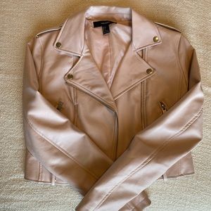 LIGHT PINK FAUX LEATHER JACKET